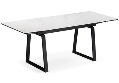 Керамический стол Джек 140(200)х80 белый мрамор alpin white / черный 612899-mwdvl
