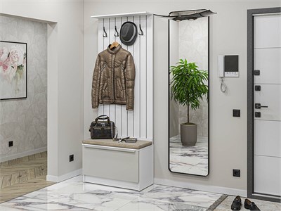 Прихожая  Стиль-01, каркас ЛДСП  Белый, фасад МДФ  Silky Light Grey,  2070*800*380 sppr5VVTtoAR68722