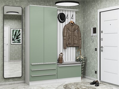 Прихожая  Стиль-03, каркас ЛДСП  Белый, фасад МДФ  Silky Mint,  2110*1600*380 sppr5VVTtoAR59900