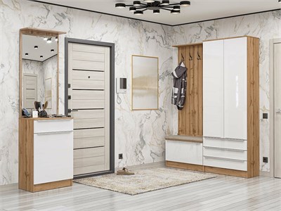 Прихожая  Стиль-04, каркас ЛДСП  Дуб Вотан, фасад МДФ  Angel,  2110*2200*380 sppr5VVTtoAR59911