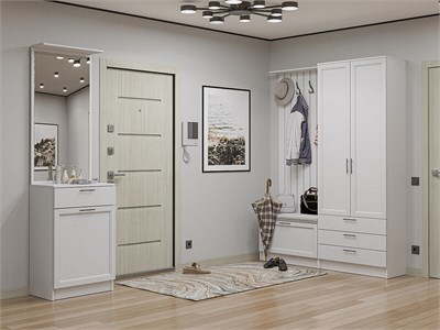 Прихожая  Стиль-04, каркас ЛДСП  Белый, фасад МДФ  White Silkwood,  2110*2200*380 sppr5VVTtoAR77497