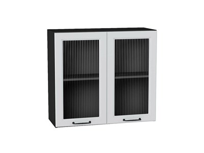 Кухонный  Шкаф верхний с 2-мя остекленными дверцами Ницца Graphite, Blanco, 720, 800, Moru, каркас ЛДСП  Graphite, фасад МДФ/Стекло  Blanco,  716*800*318 sppr5VVTtoAR67430