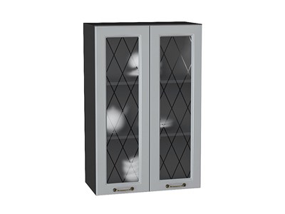 Кухонный  Шкаф верхний с 2-мя остекленными дверцами Ницца Graphite, Графит, 920, 600, каркас ЛДСП  Graphite, фасад МДФ/Стекло  Графит,  920*600*318 sppr5VVTtoAR54771