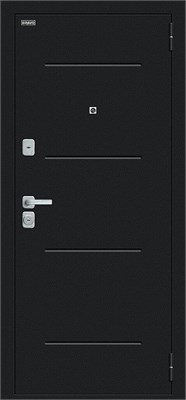 Дверь входная  205*96 Bravo R Техно/BChrome, Букле черное/Wenge Melinga, Правое sp2510BR_033-2581