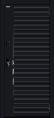 Дверь входная  205*96 Bravo R Лайнер/SBlack, Black Shell/White Silk, Левое с зеркалом sp2510BR_033-2468