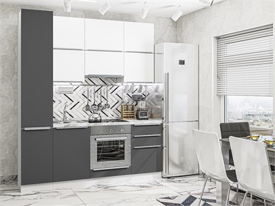 Кухонный гарнитур модульный Фьюжн-06 В*Ш*Г 2340*2000*600, фасад МДФ  Silky White/Stormy Silk, корпус  Белый, столешница  Снежный мрамор ms2510VVT_79728