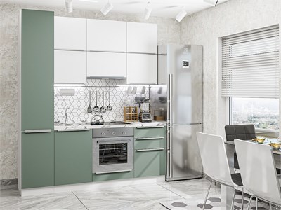 Кухонный гарнитур модульный Фьюжн-06 В*Ш*Г 2340*2000*600, фасад МДФ  Silky White/Silky Mint, корпус  Белый, столешница  Гранит белый ms2510VVT_61271