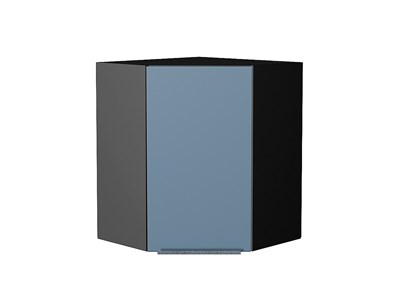 Шкаф верхний угловой Фьюжн Graphite, Silky Blue, 720 В*Ш*Г 716*600*600, фасад МДФ  Silky Blue, корпус  Graphite ms2510VVT_52092