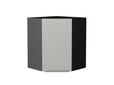 Шкаф верхний угловой Фьюжн Graphite, Silky Light Grey, 720 В*Ш*Г 716*600*600, фасад МДФ  Silky Light Grey, корпус  Graphite ms2510VVT_66633