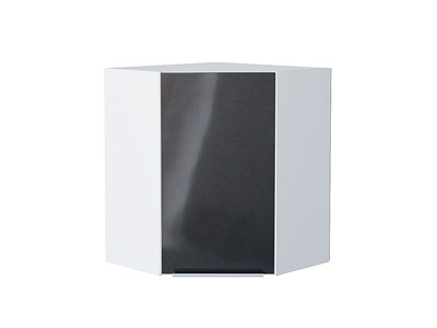 Шкаф верхний угловой Фьюжн Белый, Anthracite, 720 В*Ш*Г 716*600*600, фасад МДФ  Anthracite, корпус  Белый ms2510VVT_36789
