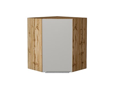 Шкаф верхний угловой Фьюжн Дуб Вотан, Silky Light Grey, 720 В*Ш*Г 716*600*600, фасад МДФ  Silky Light Grey, корпус  Дуб Вотан ms2510VVT_66631