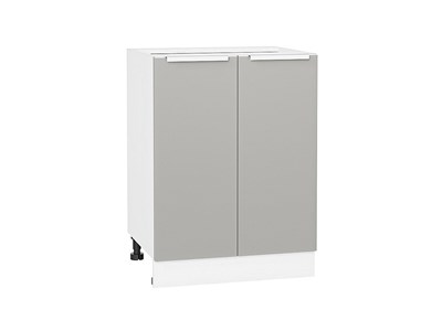 Шкаф нижний с 2-мя дверцами Фьюжн Белый, Silky Light Grey, 600 В*Ш*Г 816*600*480, фасад МДФ  Silky Light Grey, корпус  Белый ms2510VVT_66682