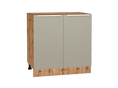 Шкаф нижний с 2-мя дверцами Фьюжн Дуб Вотан, Silky Grey, 800 В*Ш*Г 816*800*480, фасад МДФ  Silky Grey, корпус  Дуб Вотан ms2510VVT_61012