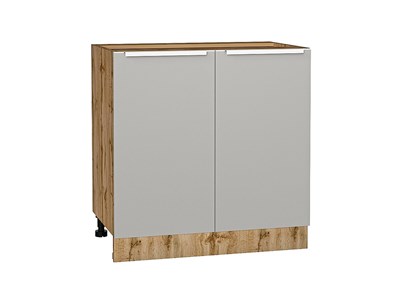 Шкаф нижний с 2-мя дверцами Фьюжн Дуб Вотан, Silky Light Grey, 800 В*Ш*Г 816*800*480, фасад МДФ  Silky Light Grey, корпус  Дуб Вотан ms2510VVT_66685