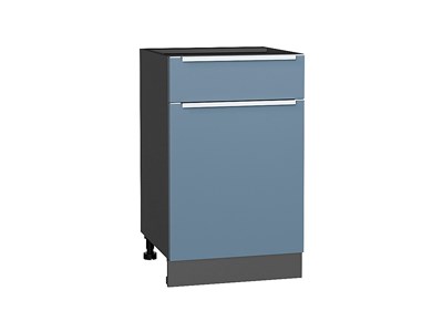 Шкаф нижний с 1-ой дверцей и ящиком Фьюжн Graphite, Silky Blue, 500 В*Ш*Г 816*500*480, фасад МДФ  Silky Blue, корпус  Graphite ms2510VVT_52148