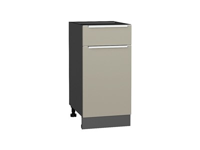 Шкаф нижний с 1-ой дверцей и ящиком Фьюжн Graphite, Silky Grey, 400 В*Ш*Г 816*400*480, фасад МДФ  Silky Grey, корпус  Graphite ms2510VVT_52138