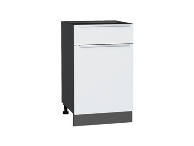 Шкаф нижний с 1-ой дверцей и ящиком Фьюжн Graphite, Silky White, 500 В*Ш*Г 816*500*480, фасад МДФ  Silky White, корпус  Graphite ms2510VVT_52135