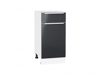 Шкаф нижний с 1-ой дверцей и ящиком Фьюжн Белый, Anthracite, 400 В*Ш*Г 816*400*480, фасад МДФ  Anthracite, корпус  Белый ms2510VVT_36834