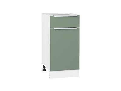 Шкаф нижний с 1-ой дверцей и ящиком Фьюжн Белый, Silky Mint, 400 В*Ш*Г 816*400*480, фасад МДФ  Silky Mint, корпус  Белый ms2510VVT_52141