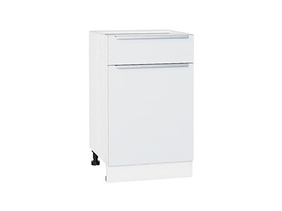 Шкаф нижний с 1-ой дверцей и ящиком Фьюжн Белый, Silky White, 500 В*Ш*Г 816*500*480, фасад МДФ  Silky White, корпус  Белый ms2510VVT_52133