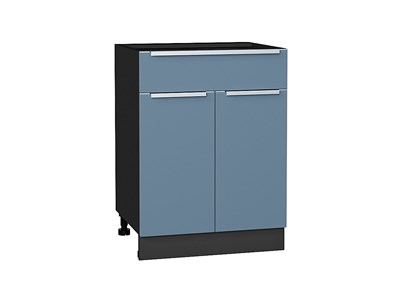 Шкаф нижний с 2-мя дверцами и ящиком Фьюжн Graphite, Silky Blue, 600 В*Ш*Г 816*600*480, фасад МДФ  Silky Blue, корпус  Graphite ms2510VVT_52205