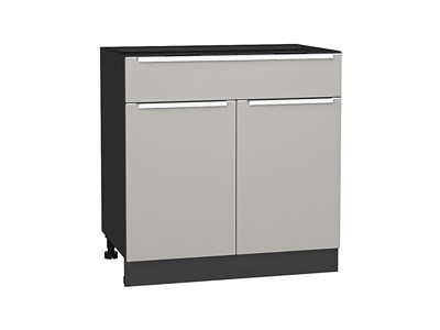 Шкаф нижний с 2-мя дверцами и ящиком Фьюжн Graphite, Silky Light Grey, 800 В*Ш*Г 816*800*480, фасад МДФ  Silky Light Grey, корпус  Graphite ms2510VVT_66681