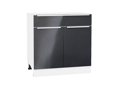 Шкаф нижний с 2-мя дверцами и ящиком Фьюжн Белый, Anthracite, 800 В*Ш*Г 816*800*480, фасад МДФ  Anthracite, корпус  Белый ms2510VVT_56609
