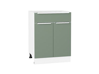 Шкаф нижний с 2-мя дверцами и ящиком Фьюжн Белый, Silky Mint, 600 В*Ш*Г 816*600*480, фасад МДФ  Silky Mint, корпус  Белый ms2510VVT_52202