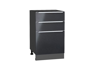 Шкаф нижний с 3-мя ящиками Фьюжн Graphite, Anthracite, 500 В*Ш*Г 816*500*480, фасад МДФ  Anthracite, корпус  Graphite ms2510VVT_39751
