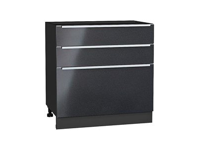 Шкаф нижний с 3-мя ящиками Фьюжн Graphite, Anthracite, 800 В*Ш*Г 816*800*480, фасад МДФ  Anthracite, корпус  Graphite ms2510VVT_36907