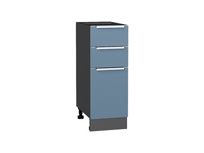 Шкаф нижний с 3-мя ящиками Фьюжн Graphite, Silky Blue, 300 В*Ш*Г 816*300*480, фасад МДФ  Silky Blue, корпус  Graphite ms2510VVT_52229