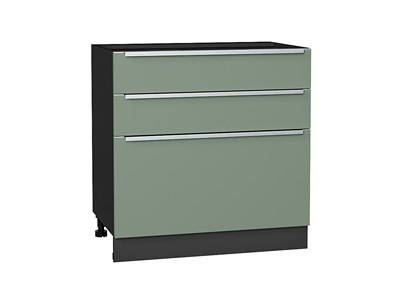 Шкаф нижний с 3-мя ящиками Фьюжн Graphite, Silky Mint, 800 В*Ш*Г 816*800*480, фасад МДФ  Silky Mint, корпус  Graphite ms2510VVT_52254