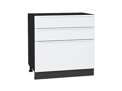Шкаф нижний с 3-мя ящиками Фьюжн Graphite, Silky White, 800 В*Ш*Г 816*800*480, фасад МДФ  Silky White, корпус  Graphite ms2510VVT_52237
