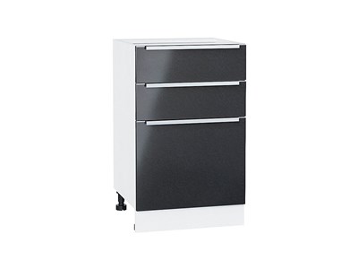 Шкаф нижний с 3-мя ящиками Фьюжн Белый, Anthracite, 500 В*Ш*Г 816*500*480, фасад МДФ  Anthracite, корпус  Белый ms2510VVT_39750