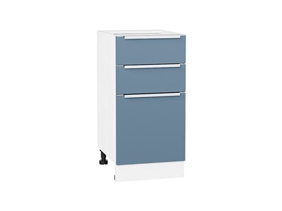 Шкаф нижний с 3-мя ящиками Фьюжн Белый, Silky Blue, 400 В*Ш*Г 816*400*480, фасад МДФ  Silky Blue, корпус  Белый ms2510VVT_52255