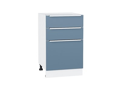 Шкаф нижний с 3-мя ящиками Фьюжн Белый, Silky Blue, 500 В*Ш*Г 816*500*480, фасад МДФ  Silky Blue, корпус  Белый ms2510VVT_52256
