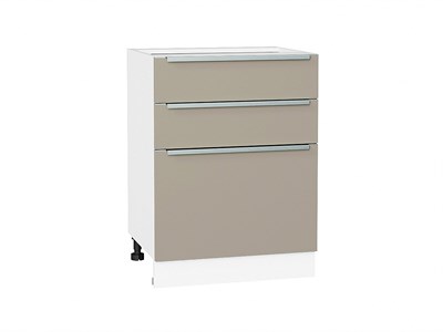Шкаф нижний с 3-мя ящиками Фьюжн Белый, Silky Grey, 600 В*Ш*Г 816*600*480, фасад МДФ  Silky Grey, корпус  Белый ms2510VVT_52240