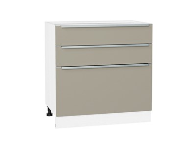 Шкаф нижний с 3-мя ящиками Фьюжн Белый, Silky Grey, 800 В*Ш*Г 816*800*480, фасад МДФ  Silky Grey, корпус  Белый ms2510VVT_52241