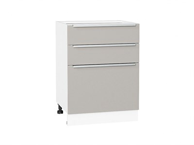 Шкаф нижний с 3-мя ящиками Фьюжн Белый, Silky Light Grey, 600 В*Ш*Г 816*600*480, фасад МДФ  Silky Light Grey, корпус  Белый ms2510VVT_66692