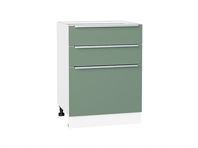 Шкаф нижний с 3-мя ящиками Фьюжн Белый, Silky Mint, 600 В*Ш*Г 816*600*480, фасад МДФ  Silky Mint, корпус  Белый ms2510VVT_52249