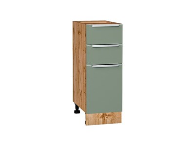 Шкаф нижний с 3-мя ящиками Фьюжн Дуб Вотан, Silky Mint, 300 В*Ш*Г 816*300*480, фасад МДФ  Silky Mint, корпус  Дуб Вотан ms2510VVT_61024