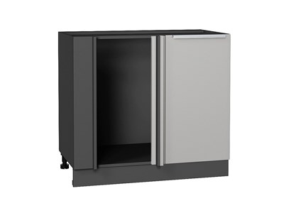 Шкаф нижний угловой Фьюжн Graphite, Silky Light Grey В*Ш*Г 816*890*480, фасад МДФ  Silky Light Grey, корпус  Graphite ms2510VVT_66709