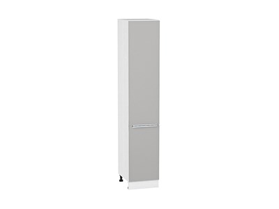 Шкаф пенал с 2-мя дверцами Фьюжн Белый, Silky Light Grey, 2140, 400 В*Ш*Г 2132*400*576, фасад МДФ  Silky Light Grey, корпус  Белый ms2510VVT_66722