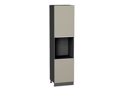 Шкаф пенал с 2-мя дверцами под технику Фьюжн Graphite, Silky Grey, 2340 В*Ш*Г 2336*600*576, фасад МДФ  Silky Grey, корпус  Graphite ms2510VVT_52314