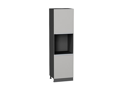 Шкаф пенал с 2-мя дверцами под технику Фьюжн Graphite, Silky Light Grey, 2140 В*Ш*Г 2132*600*576, фасад МДФ  Silky Light Grey, корпус  Graphite ms2510VVT_66720