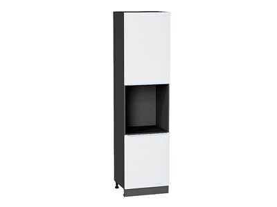 Шкаф пенал с 2-мя дверцами под технику Фьюжн Graphite, Silky White, 2340 В*Ш*Г 2336*600*576, фасад МДФ  Silky White, корпус  Graphite ms2510VVT_52312