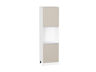 Шкаф пенал с 2-мя дверцами под технику Фьюжн Белый, Cream Silk, 2140 В*Ш*Г 2132*600*576, фасад МДФ  Cream Silk, корпус  Белый ms2510VVT_72032
