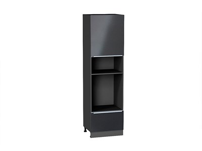 Шкаф пенал с 1-ой дверцей и ящиком под технику Фьюжн Graphite, Anthracite, 2140 В*Ш*Г 2132*600*576, фасад МДФ  Anthracite, корпус  Graphite ms2510VVT_42517