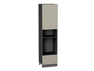 Шкаф пенал с 1-ой дверцей и ящиком под технику Фьюжн Graphite, Silky Grey, 2340 В*Ш*Г 2336*600*576, фасад МДФ  Silky Grey, корпус  Graphite ms2510VVT_52298