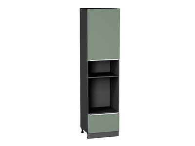 Шкаф пенал с 1-ой дверцей и ящиком под технику Фьюжн Graphite, Silky Mint, 2340 В*Ш*Г 2336*600*576, фасад МДФ  Silky Mint, корпус  Graphite ms2510VVT_52300